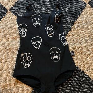 nununu Black and White Skull Kids Swim One Piece